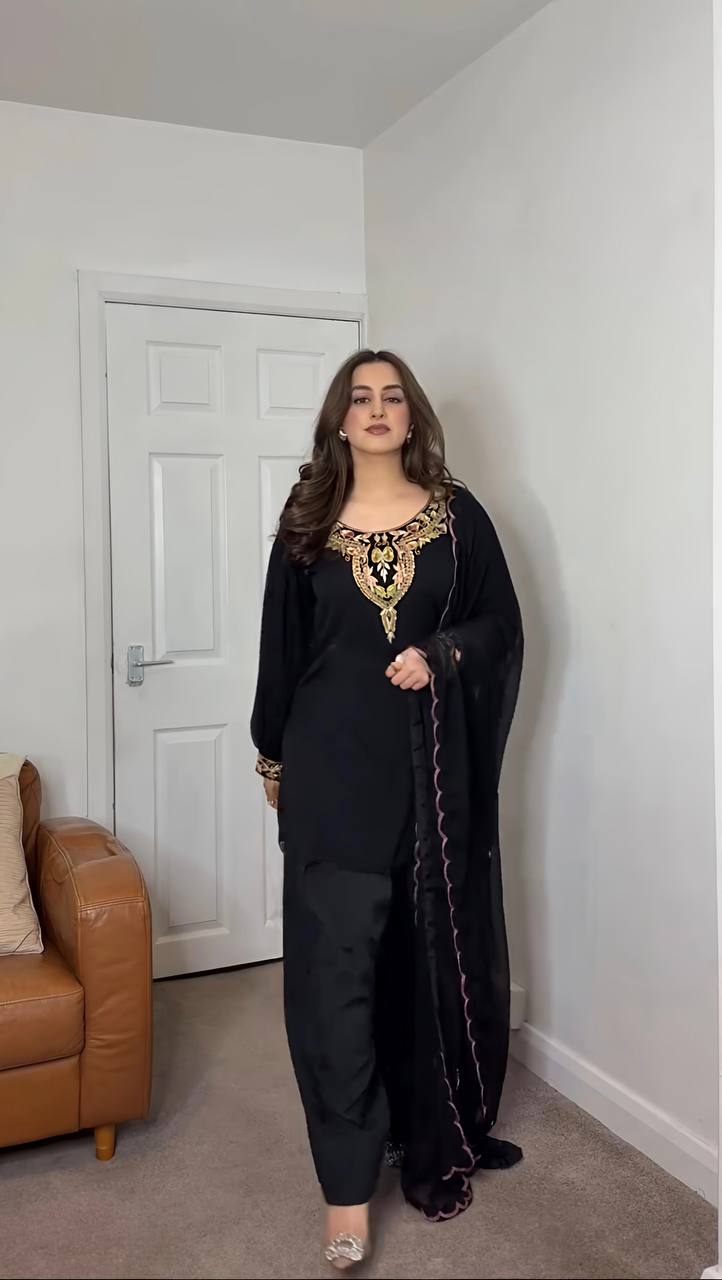 "Graceful Glamour: Timeless Ethnic Elegance in Pastel and Black Hues"