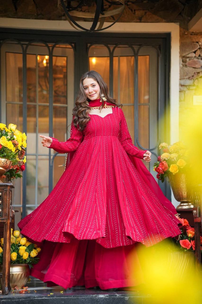 Elegant Blooming Georgette Anarkali Plazo Set