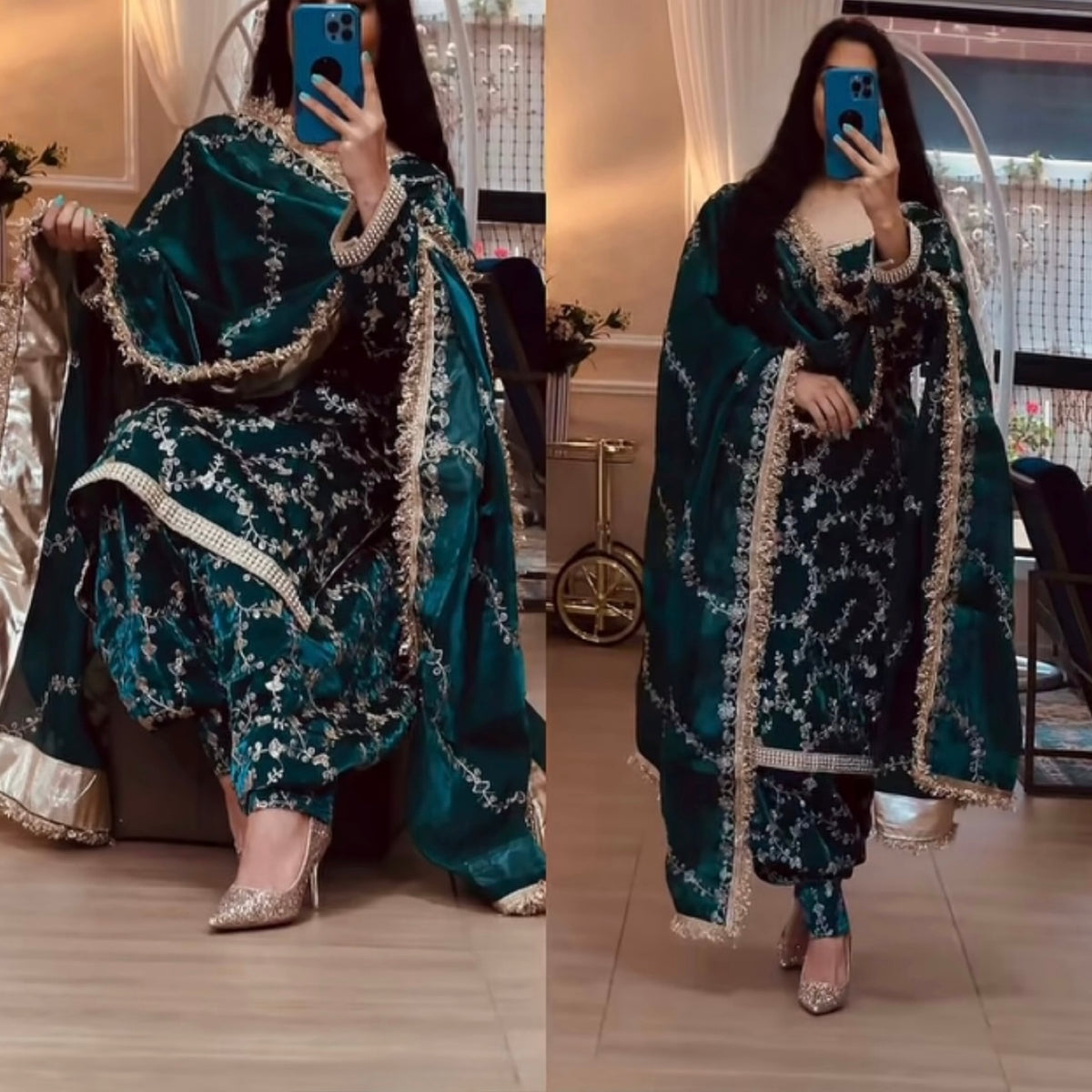 Royal Sapphire Embroidered Punjabi Suit