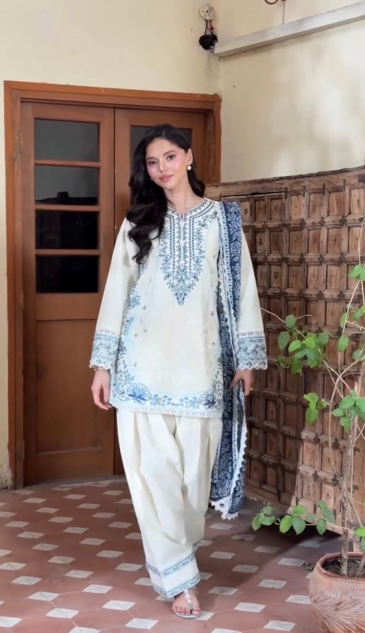 Pakistani Style Embroidered Salwar Suit with Printed Dupatta | Designer Ethnic Wear – 3 Colors