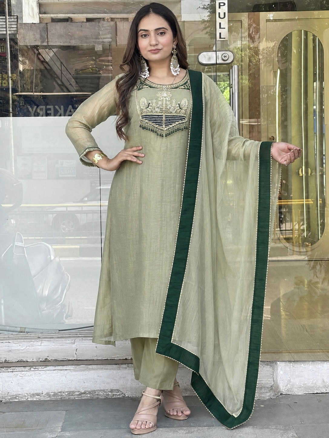 Pastel Embroidered Anarkali Suit with Elegant Salsa Dupatta