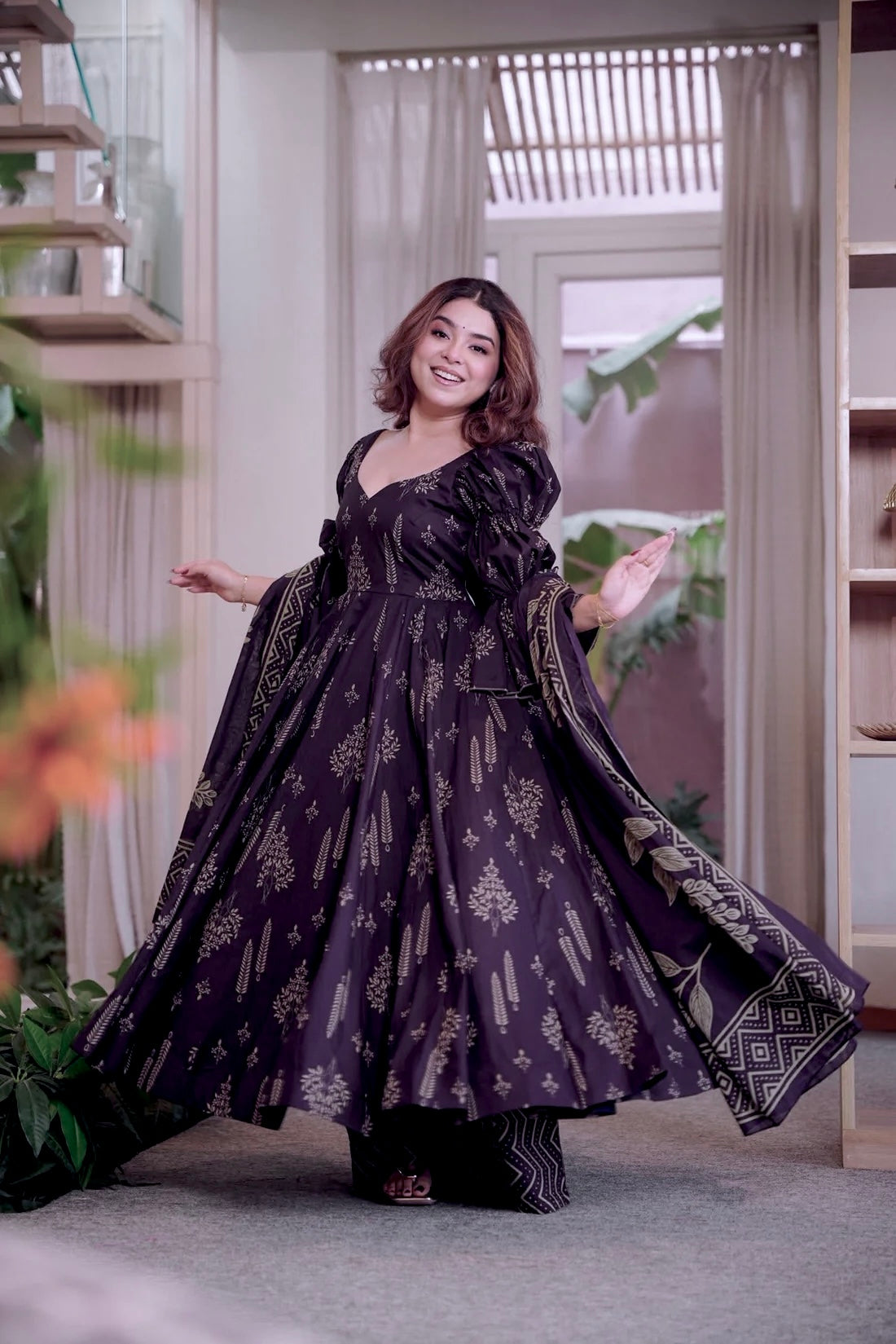 Midnight Bloom Anarkali Set