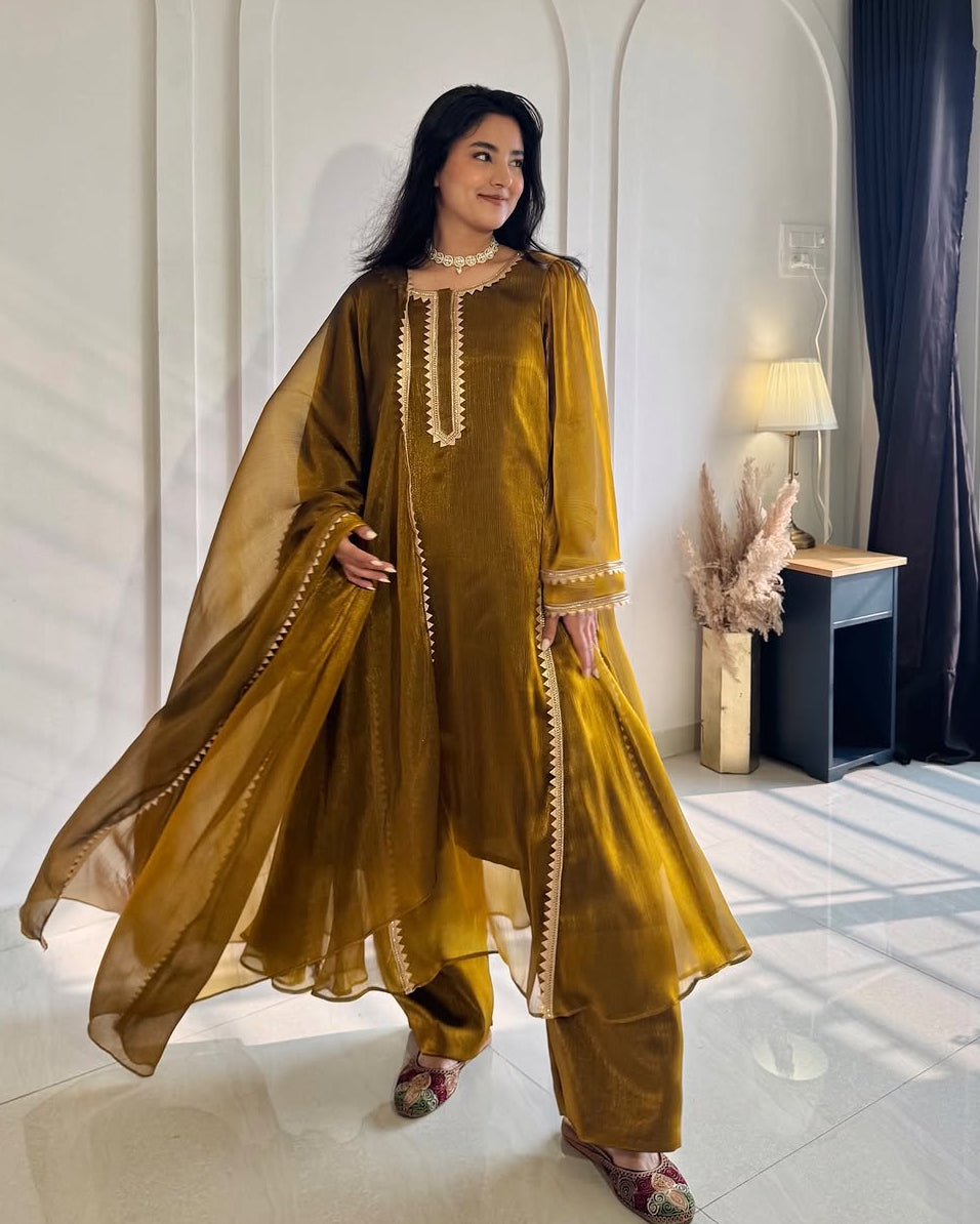 Mehendi Gold Premium Kurta Set