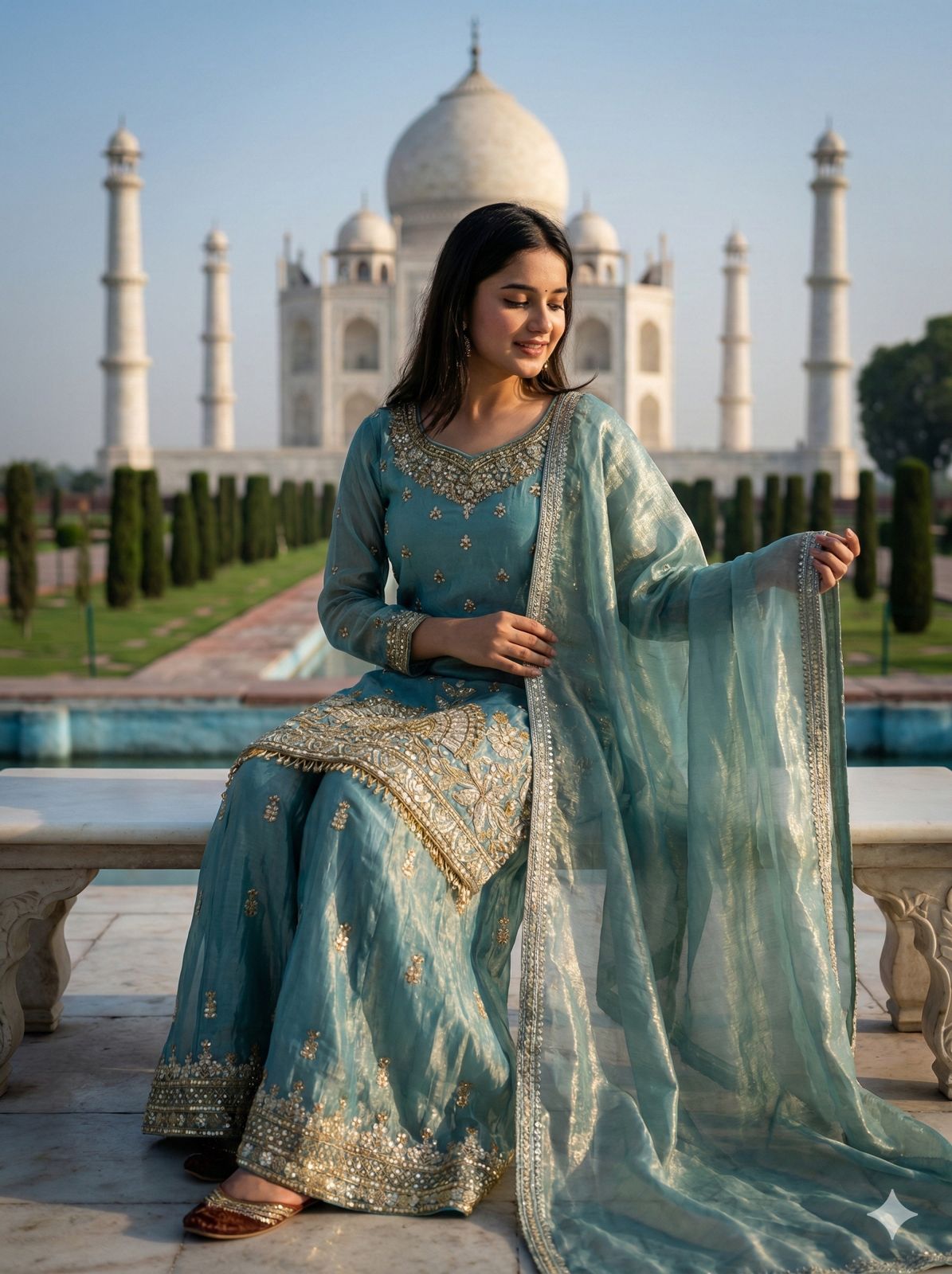 Elegant Teal Embroidered Festive Suit Set Special off Sajavat