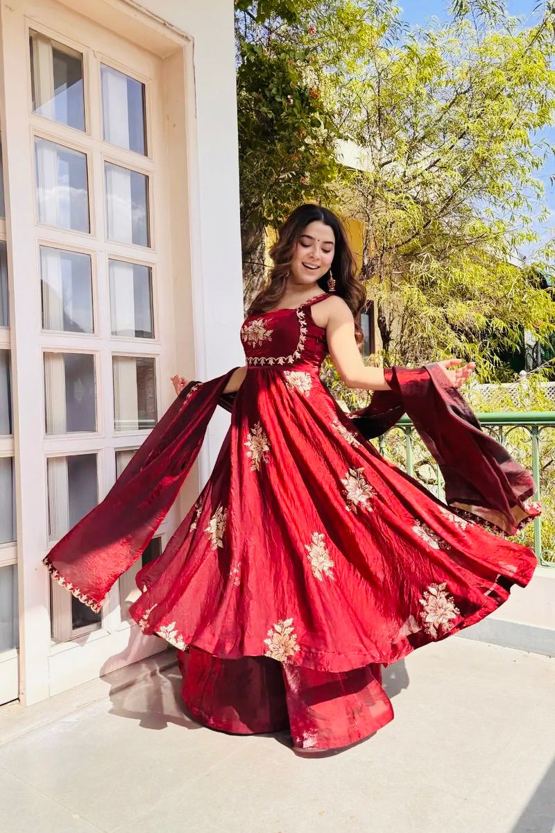 Party Wear Anarkali Suit with Dupatta