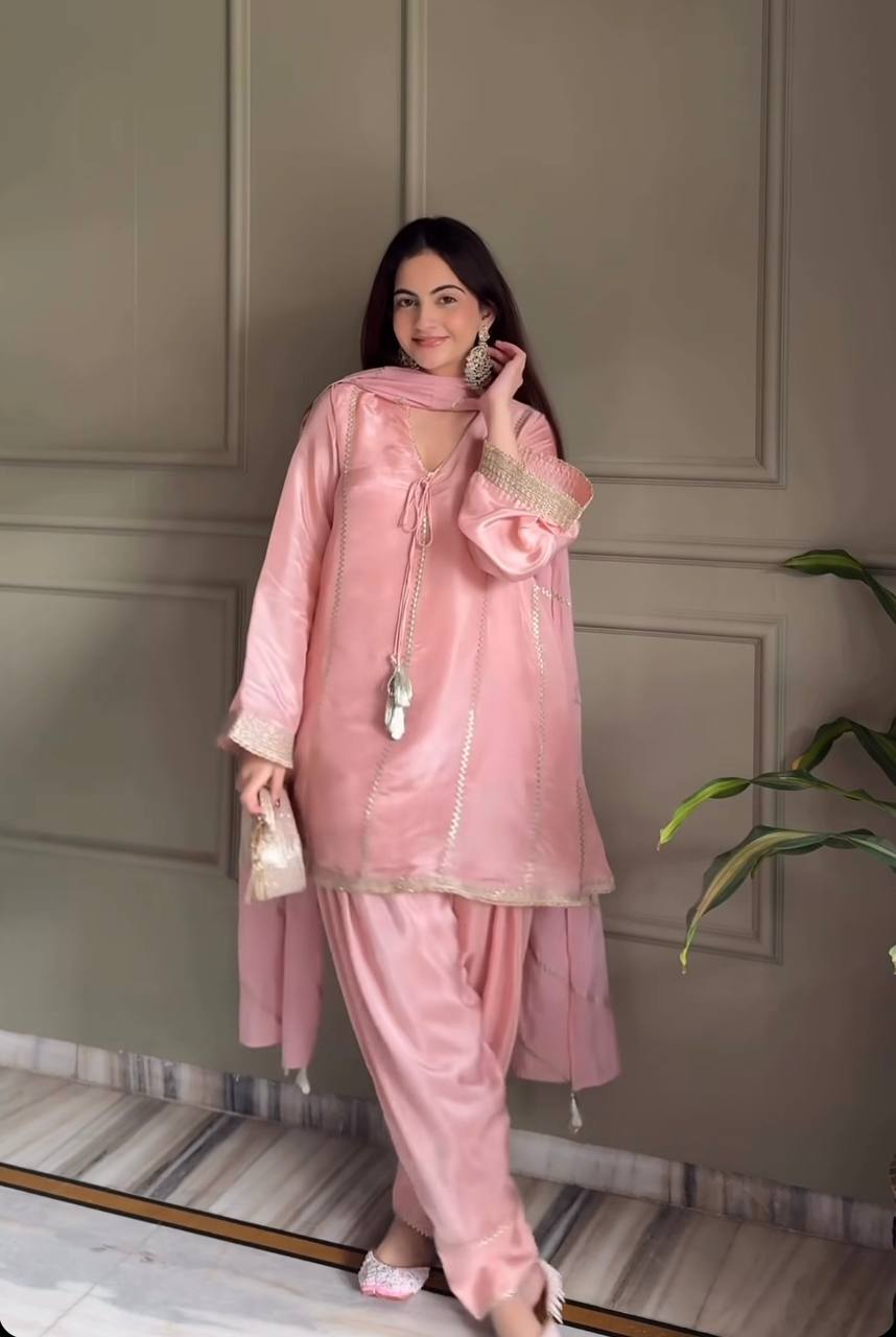 Soft Pink Festive Patiala Suit with Dupatta
