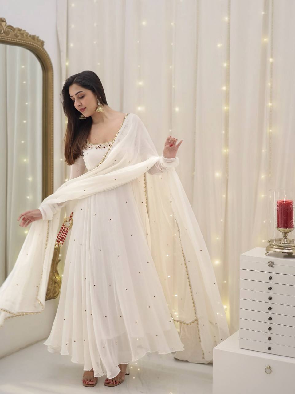 White Anarkali Dress – Sajavat Suits