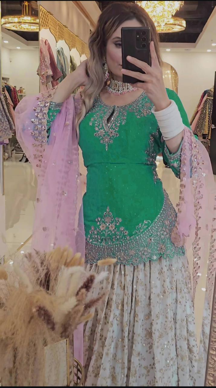Ethereal Elegance: The Enchanting Blue and Pink Lehenga for the Modern Woman's Grand Affair