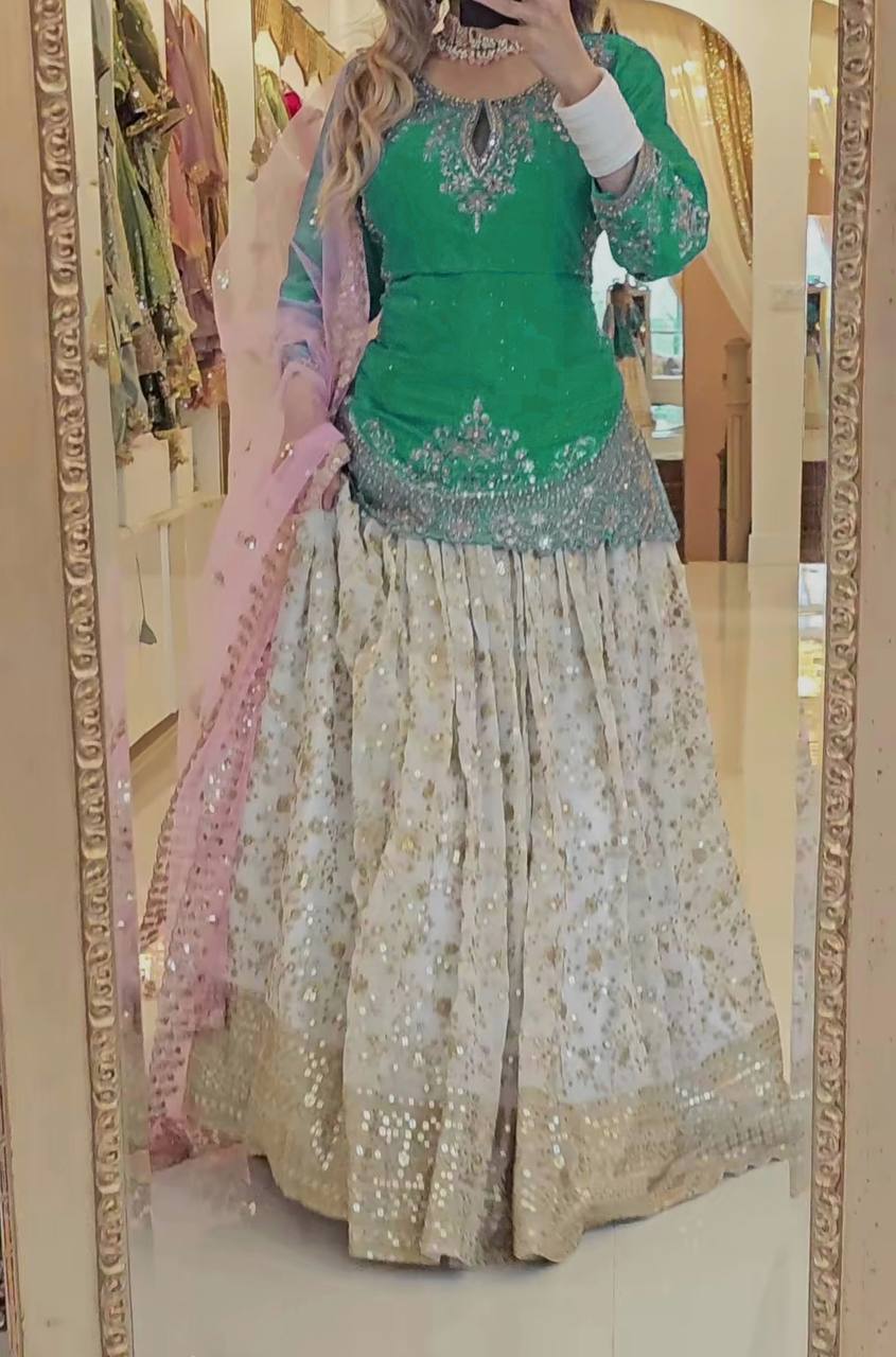 Ethereal Elegance: The Enchanting Blue and Pink Lehenga for the Modern Woman's Grand Affair