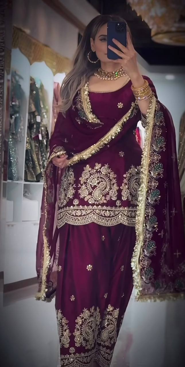 Designer Panjabi Suit with Modern Embroidery